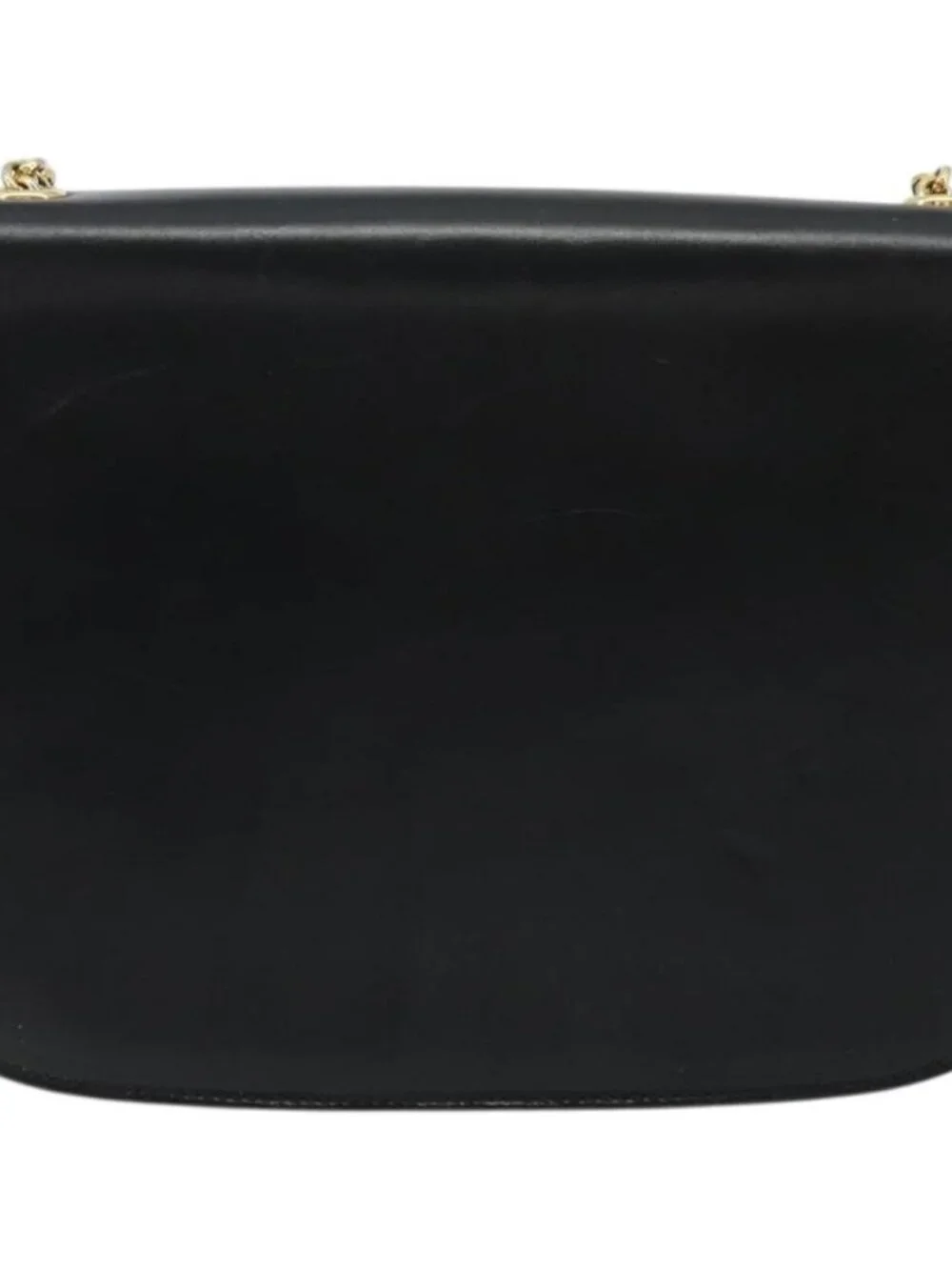 GUCCI Chain Shoulder Bag Leather Black Gold Auth 175138